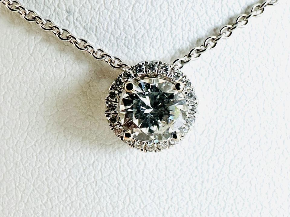 Brilliantanhänger 585/- WG mit Kette Brilli:Mitte 0,48 ct Tw/vsi – Bild 7