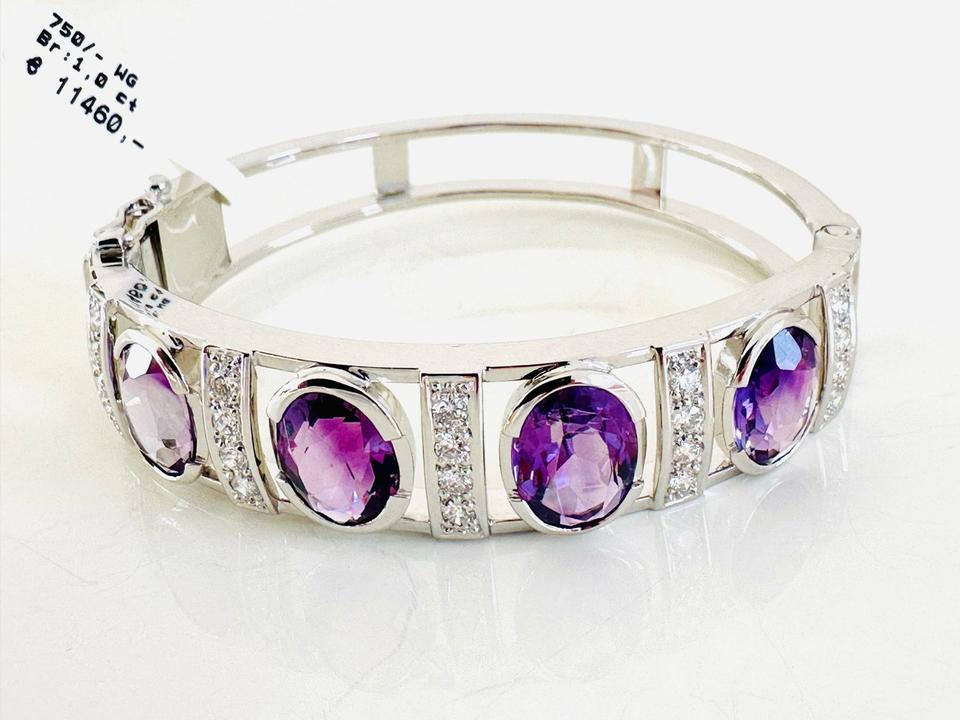 Armreif 750/- Weißgold mit Brillanten und Amethyst – Bild 7