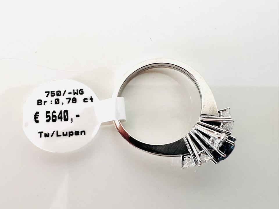 Ring 750/- Weißgold mit Brillanten 0,78 ct Tw/Lupenr, und Saphir – Bild 8