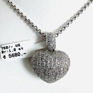 Herzanhänger 750/- Weißgold mit 110 Brillianten