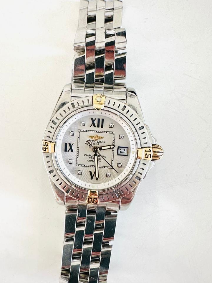 Breitling Uhr Stahl/Gold mit Brilliantzifferblatt