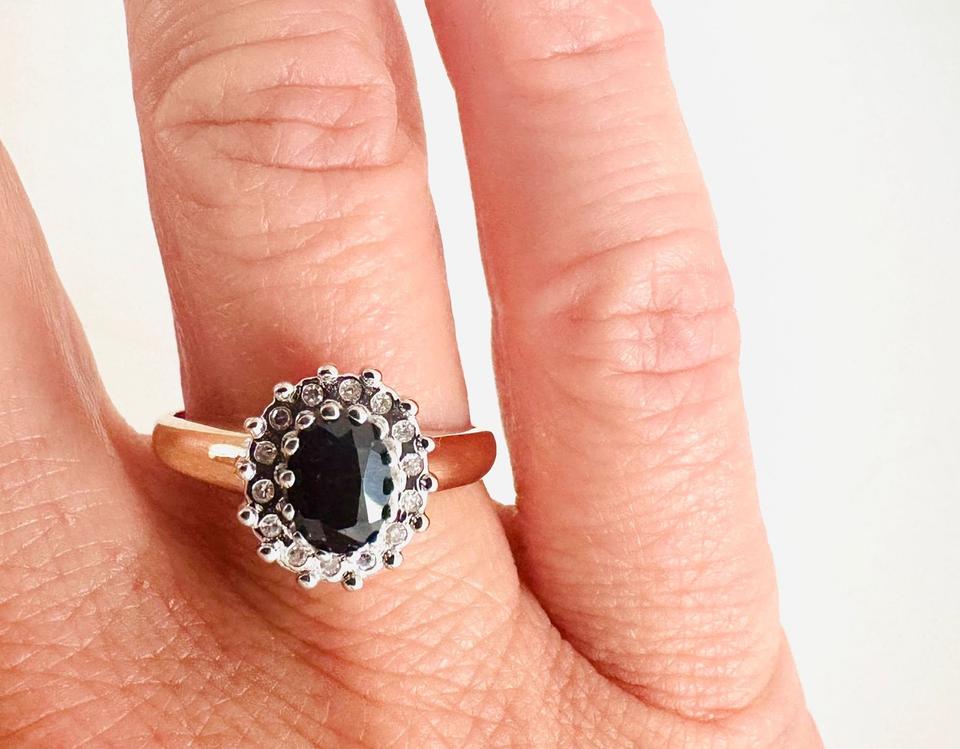 Ring 585/- Gold mit Saphir und Brillianten – Bild 3