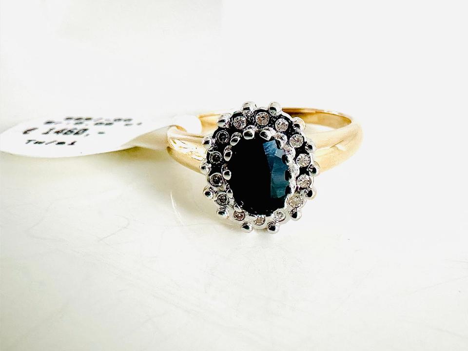 Ring 585/- Gold mit Saphir und Brillianten – Bild 6