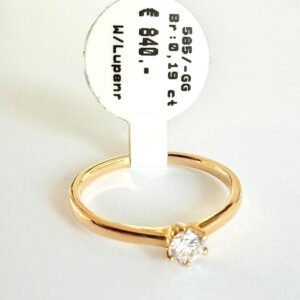 Ring 585/- Gelbgold mit Brilliant 0,19 ct w/Lupenrein