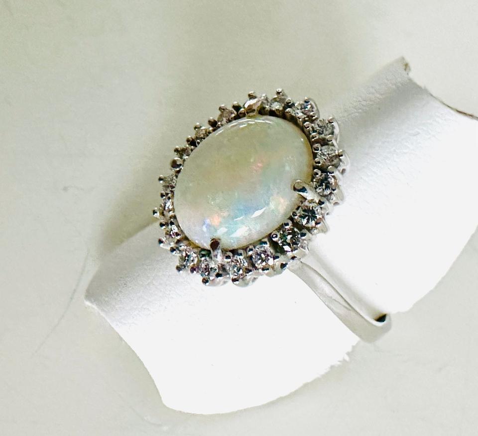Ring 585/- Weißgold mit Opal und Brillianten 0,36 ct – Bild 4