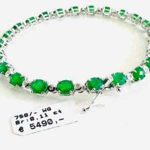 Armband 750/- Weißgold mit Brillianten und Smaragden