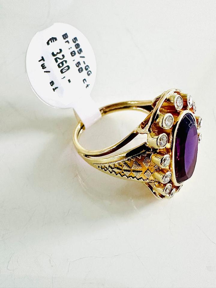 Ring 585/- Gold mit Amethyst und Brillianten – Bild 7