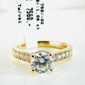 Ring 750/- Gold mit Brillianten 1,08 ct mit Expertise
