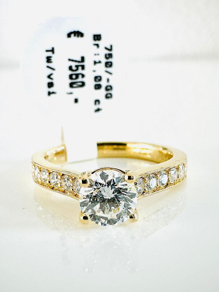 Ring 750/- Gold mit Brillianten 1,08 ct mit Expertise
