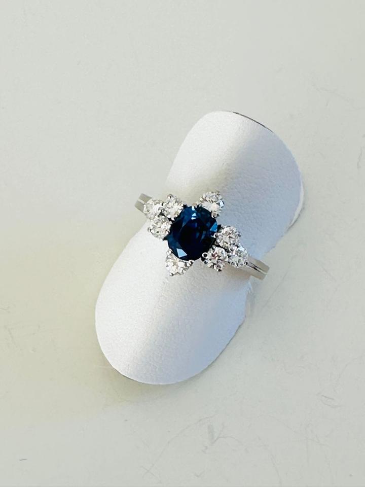 Ring 750/- Weißgold mit Brillanten 0,78 ct Tw/Lupenr, und Saphir – Bild 12