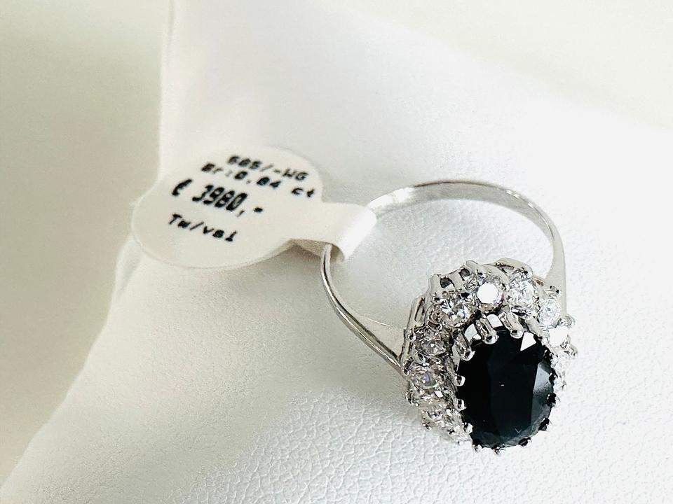 Ring 585/- Weißgold mit Saphir und Brillanten 0,84 ct Tw/vsi – Bild 7