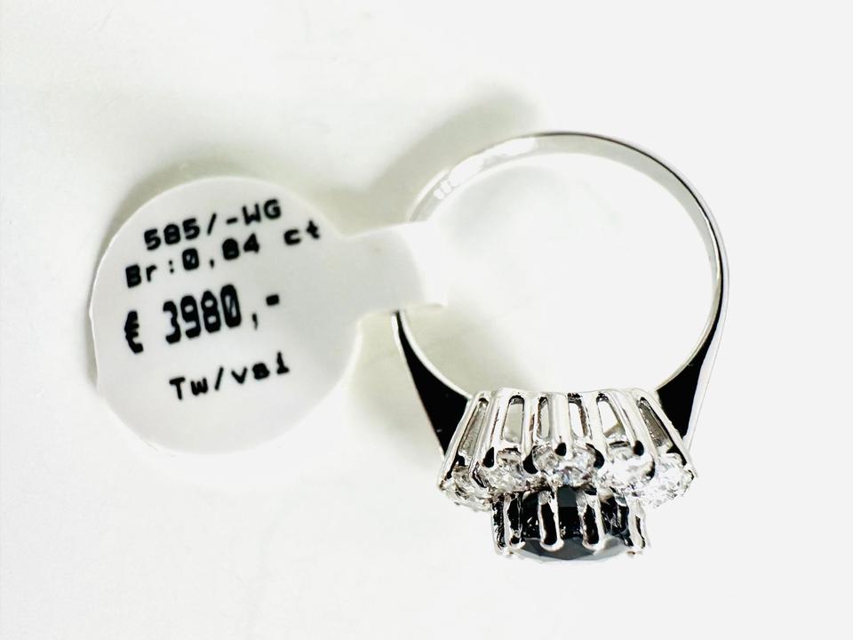 Ring 585/- Weißgold mit Saphir und Brillanten 0,84 ct Tw/vsi – Bild 4