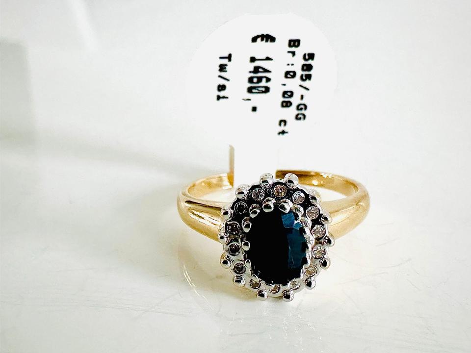 Ring 585/- Gold mit Saphir und Brillianten