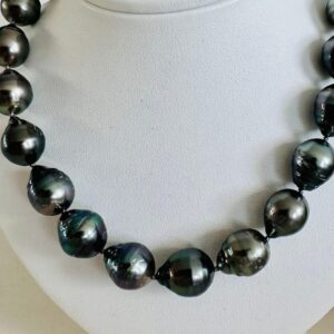 Perlenkette Tahitiperlenkette mit Magnet Schloss in Silber