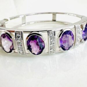 Armreif 750/- Weißgold mit Brillanten und Amethyst