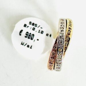 Ring 585/- mit Brillianten 0,10 ct Dreifarbig