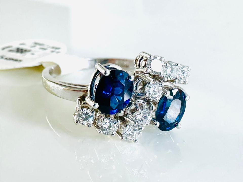 Ring 750/- Weißgold mit Saphir und 8 Brillanten 0,46 ct Tw/Lupenr – Bild 6