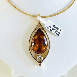 Anhänger 585/- Gold mit Citrin und Brilliant o,20 ct Tw/vsi