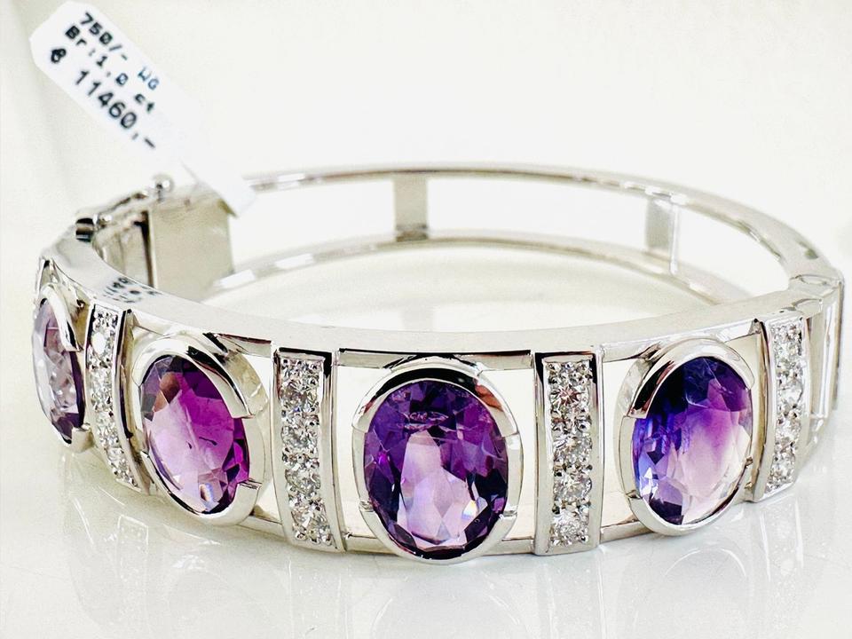 Armreif 750/- Weißgold mit Brillanten und Amethyst – Bild 5