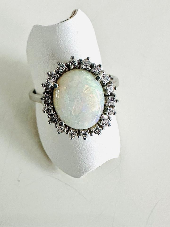 Ring 585/- Weißgold mit Opal und Brillianten 0,36 ct – Bild 3