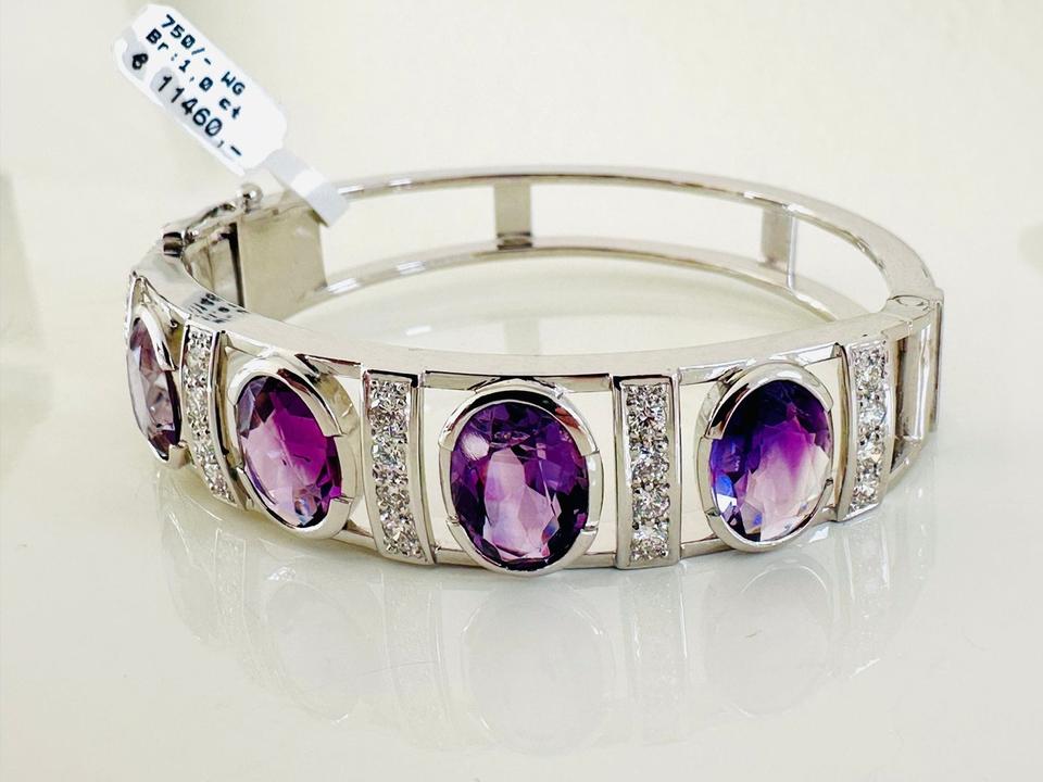 Armreif 750/- Weißgold mit Brillanten und Amethyst – Bild 4