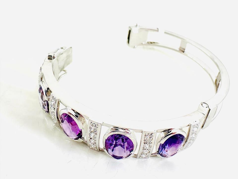 Armreif 750/- Weißgold mit Brillanten und Amethyst – Bild 12