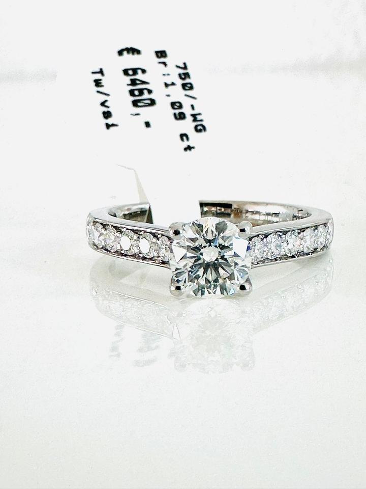 Brilliantring 750/- Weißgold 1,09 ct mit Expertise