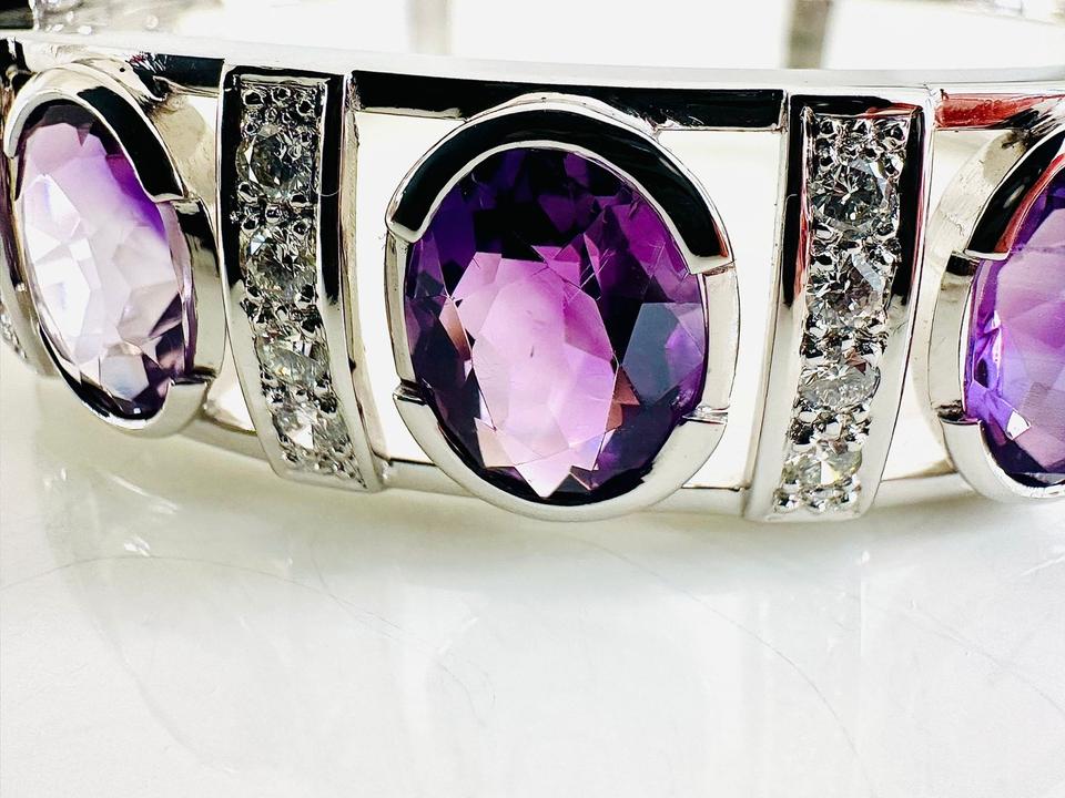 Armreif 750/- Weißgold mit Brillanten und Amethyst – Bild 11