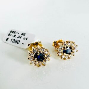 Ohrringe 585/- Gold mit Saphiren und Brillanten 0,24 ct