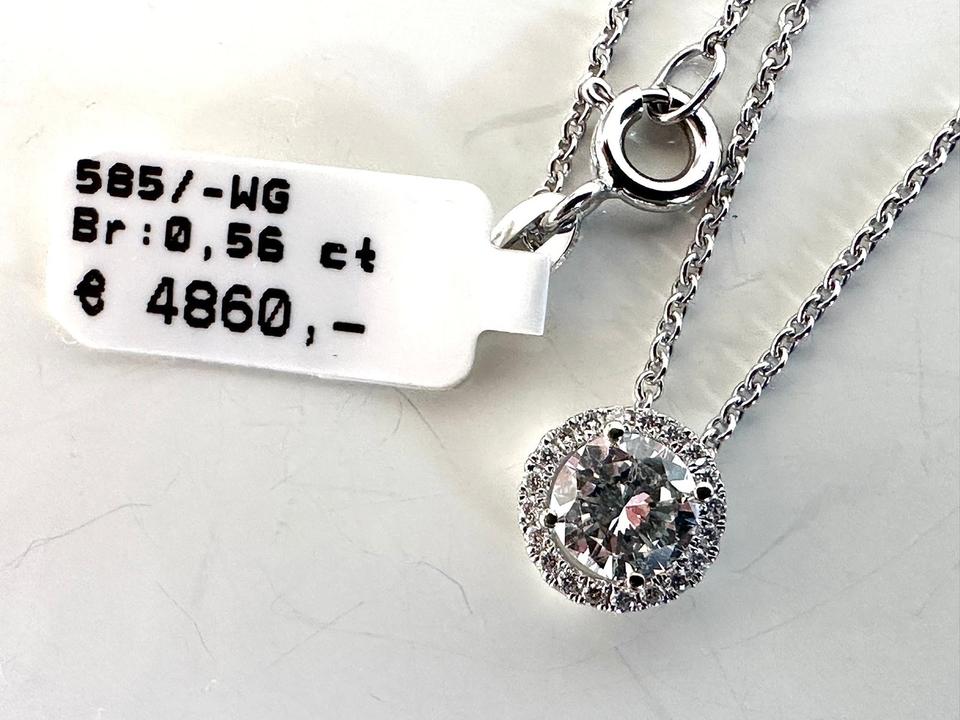 Brilliantanhänger 585/- WG mit Kette Brilli:Mitte 0,48 ct Tw/vsi – Bild 5