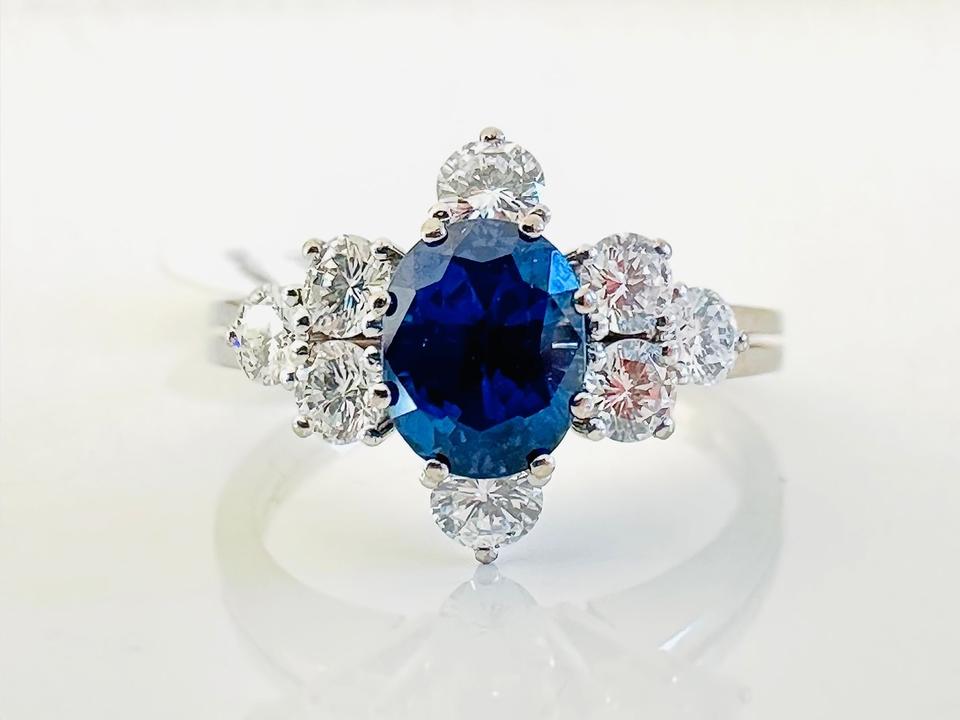 Ring 750/- Weißgold mit Brillanten 0,78 ct Tw/Lupenr, und Saphir – Bild 5